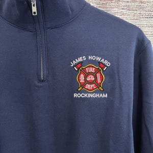 Personalized Firefighter Quarter Zip Sweatshirt: Embroidered Pullover
