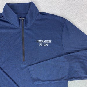 Custom Text Embroidered Shirt Text Personalized Quarter Zip Athletic Top No Minimum