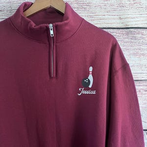 Custom Bowling Quarter Zip Sweatshirt For Men and Women Custom Embroidered Pullover