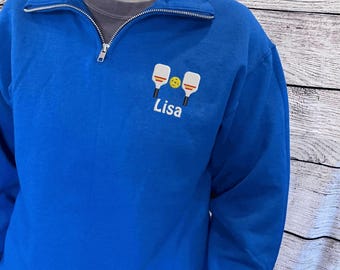 Pickleball Quarter Zip Sweatshirt For Men And Women Custom Embroidered Pullover