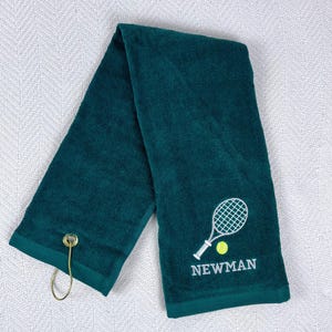 Personalized Tennis Towel with Grommet and Hook Add Name Custom Embroidered