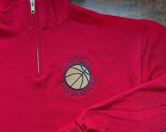 Sudadera con cremallera de un cuarto para entrenador de baloncesto, personalizada para hombre y mujer, con bordado personalizado.