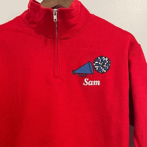 Personalized Cheer Quarter Zip Sweatshirt: Custom Embroidered Pullover