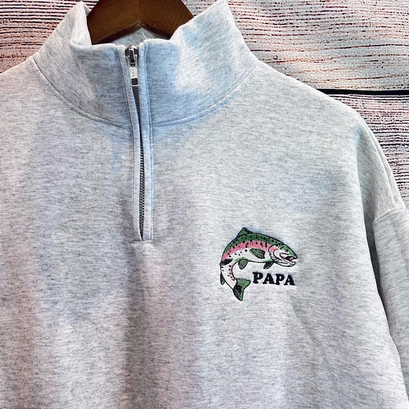 🎣Personalized Fishing Quarter Zip For Men and Women, Trout Fisherman Gift, Custom Embroidered