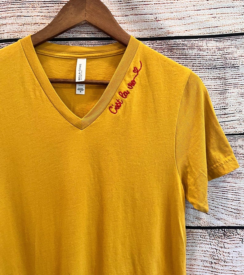 C'est La Vie T-Shirt Chain Stitch V-Neck Bella Canvas Top Such is Life image 4