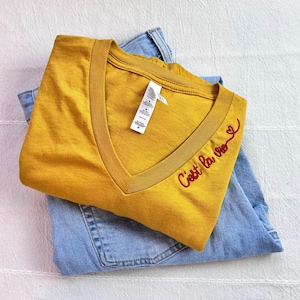 C'est La Vie T-Shirt Chain Stitch V-Neck Bella Canvas Top Such is Life image 1