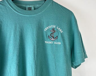 Personalized Embroidered Yacht Club T-shirt: Nautical Anchor Boating Shirt