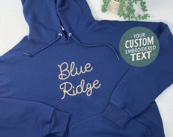 Custom Embroidered Chain Stitch Text Hoodie Sweatshirt for Men and Women