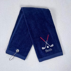 Personalized Golf Towel with Grommet and Hook Add Name Custom Embroidered
