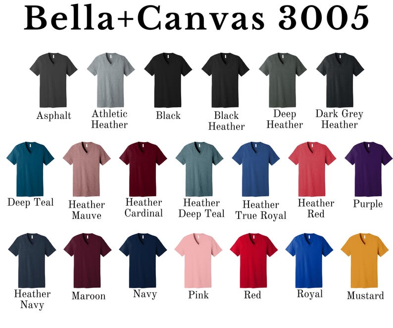 a collection of t-shirt designs in various colors and styles, including black, grey, navy, maroon, pink, red, royal, and mustard.