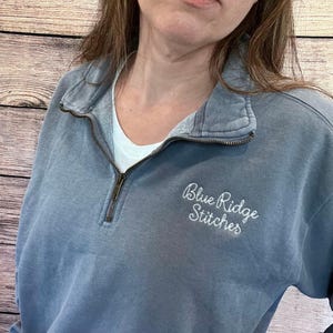 Custom Chain Stitch Embroidered Quarter Zip Comfort Colors Sweatshirt For Men and Women Custom Text On Shirt