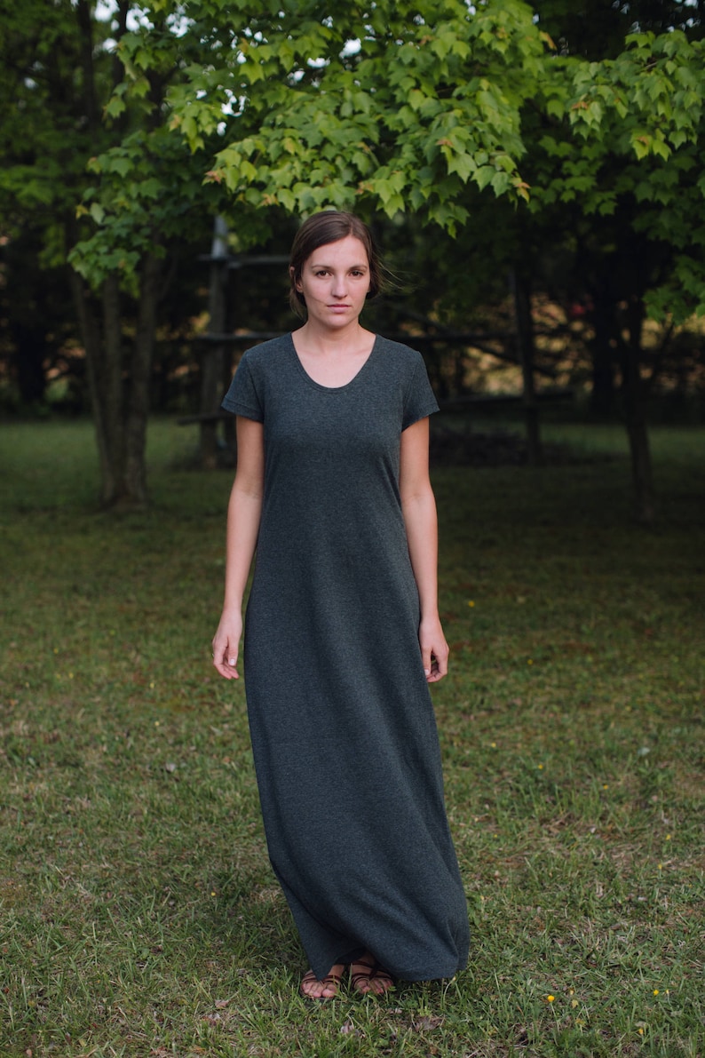 Jersey Knit Maxi Dress Short Sleeve Dress Made in the USA Etsy