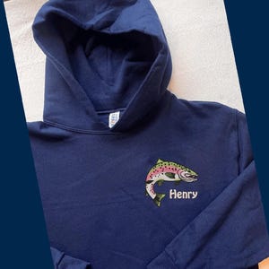 Personalized Trout Fishing Hoodie Sweatshirt For Men and Women Fisherman Custom Embroidered
