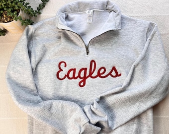Custom Embroidered Quarter Zip Sweatshirt with Personalized Text