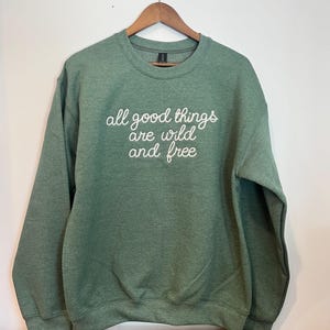 Personalized Chain Stitch Long Text Sweatshirt With Embroidered Phrase No Minimum