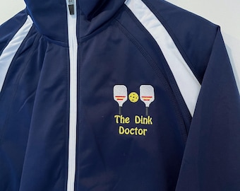 Chaqueta de pickleball para hombre personalizada para él, con bordado personalizado y cremallera completa.