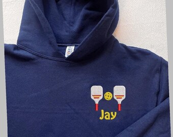 Pickleball Personalized Hoodie Sweatshirt Custom Embroidered Pullover