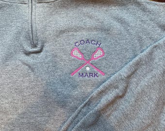Personalized Lacrosse Coach Quarter Zip Sweatshirt For Men and Women Custom Embroidered