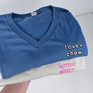 Embroidered Logo T-Shirt V-Neck T-Shirt With Embroidered Phrase No Minimum