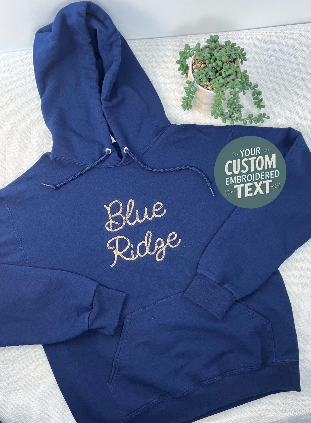 Custom Embroidered Chain Stitch Text Hoodie Sweatshirt for Men and