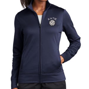 Volleyball Personalized Jacket For Women Full Zip Warm up Custom Embroidered