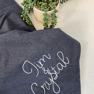 Custom Chainstitch Blanket, Embroidered Names (50x60 Soft Throw)