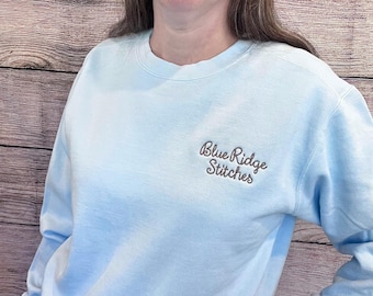 Personalized Chainstitch Text Outline Sweatshirt Embroidered Retro Comfort Colors Shirt