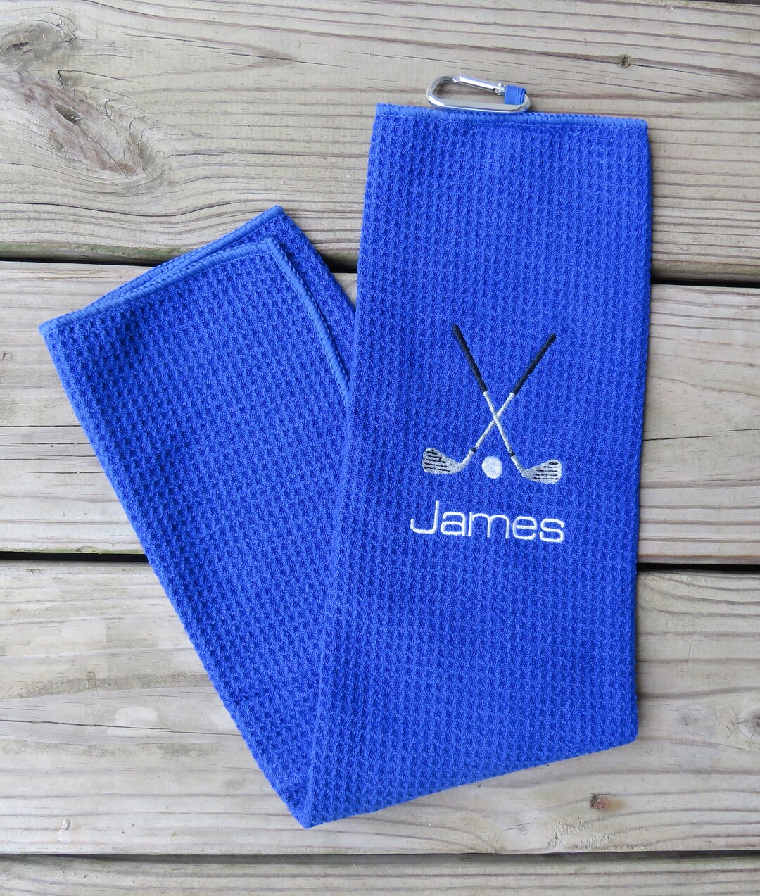 Personalized Waffle Golf Towel With Grommet and Hook Add Name Custom