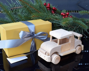 Natural Wood Toy Car, Eco-Friendly Christmas Gift