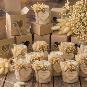 Personalized Wooden Candle Holders with Dried Flowers image 4