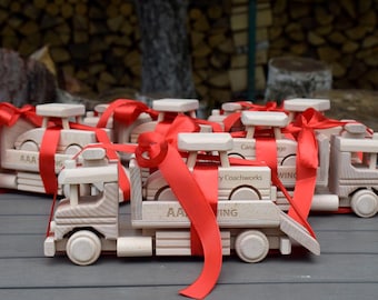 Wooden Toy Tow Truck and Car Set, Eco Beech, Personalized Gift