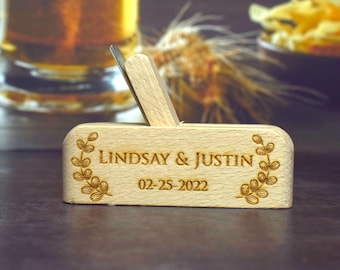Engraved Wooden Bottle Opener, Personalized Wedding Favors, Gift Box