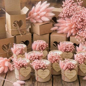 Personalized Wooden Candle Holders with Dried Flowers image 3