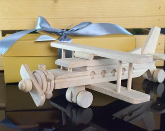 Handmade Wooden Airplane Toy, Eco-Friendly Christmas Gift