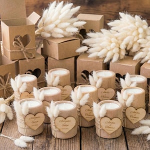 Personalized Wooden Candle Holders with Dried Flowers and box