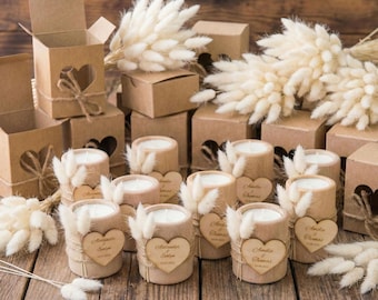 Personalized Wooden Candle Holders with Dried Flowers and box