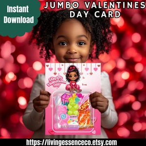 Jumbo Valentijnsdagkaart met Afro-Amerikaans thema in hoogwaardige PNG-indeling, instant digitale download DIY Extra grote kaarten