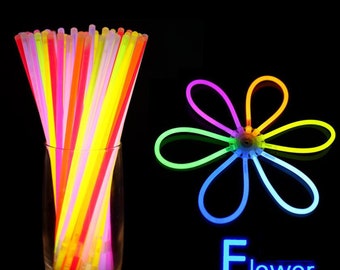 100 Pack 8” Glow Sticks Bracelets, Glow in the Dark Party
