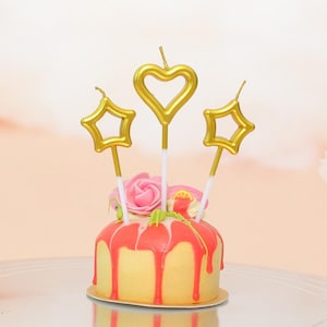 Heart and Star Cake Candles: Birthday Party Decorations (Pack of 2)