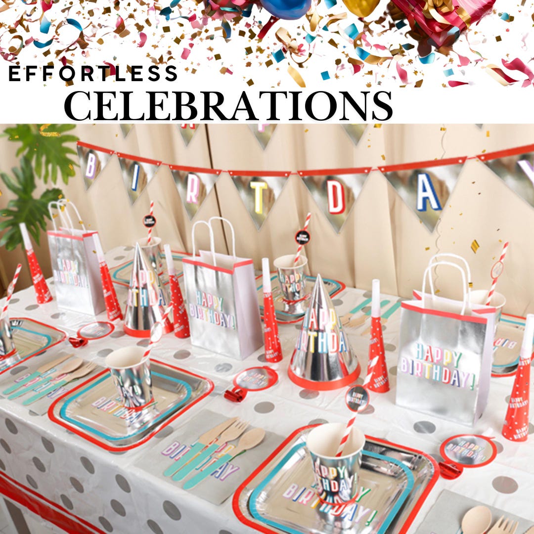 Red Silver Party Decor, Birthday Party Decoration Kit, Red Party ...