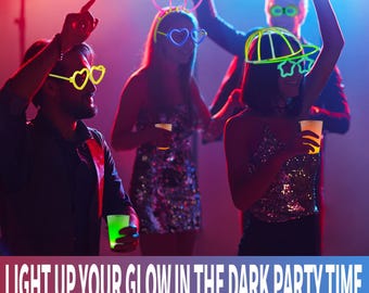 Glow in the Dark Party Set: Neon Cups, LED Glasses & Glow Sticks