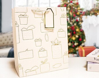Elegant White Gift Bags: Reusable Party Favor Bags, Pack of 4