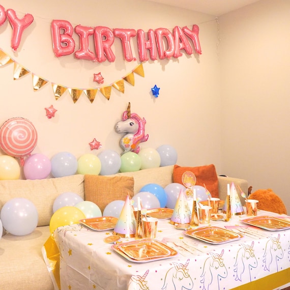 Unicorn Happy Birthday Party Supplies Set | Banner, Balloons & Decorations | USA Seller Fast Ship