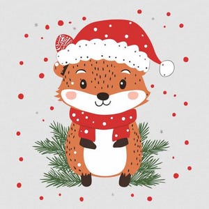 5 Christmas Clip Art PNG Bundle! Kitty, Fox, Reindeer, Snowman i Penguin PNG na koszulki, prezenty, sztukę ścienną i sublimację! Sztuka świąteczna