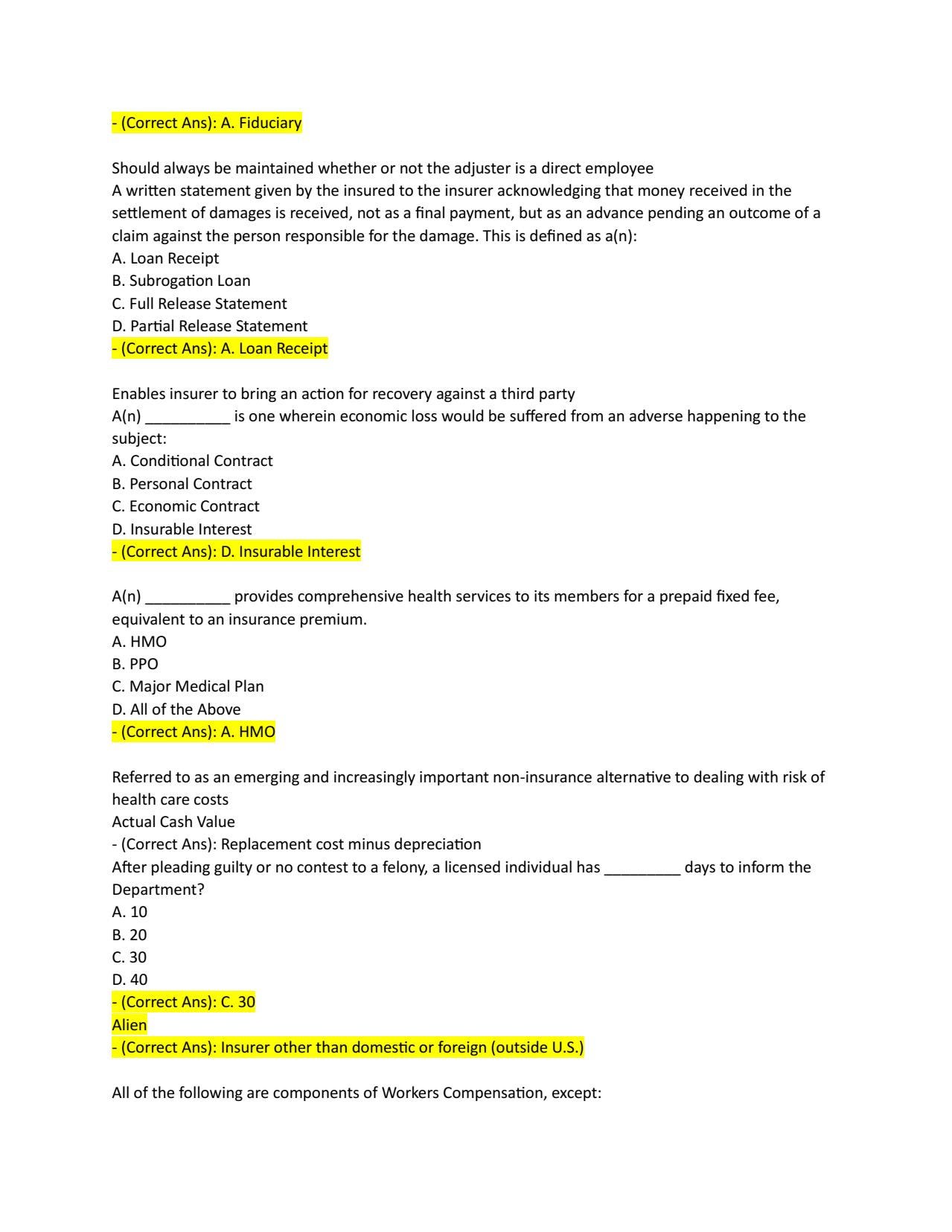 Florida Claims Adjuster Exam Complete Q A Updated Fall 2025 2026 Etsy