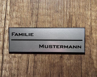Graviertes Briefkastenschild 90mm x 30mm Klingelschild Namensschild 2 Textfelder Personalisierbar Modern Indoor Outdoor veredelt