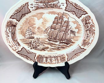 Alfred Meakin Fair Winds serveerschaal 12,5" bruin transferware nautisch schip