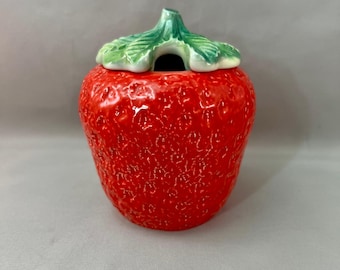 Sur La Table Strawberry Jam Jar Small Red Good Italian Ceramic Lidded Pot
