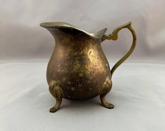 Unbranded Brass Creamer Pitcher Unisex Small Gold Fair Footed Made in India