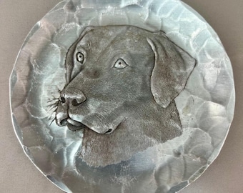 Wendell August Forge Tablett Labrador Retriever Silber Aluminium Ausgezeichnet 11 cm